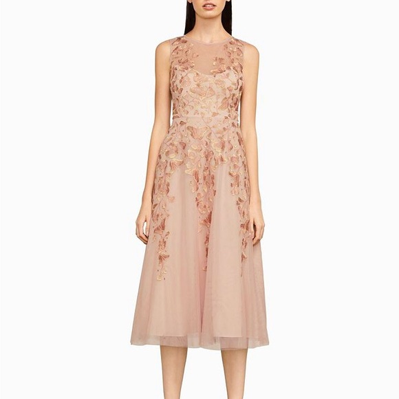 BCBGMAXAZRIA, Eugene Butterfly-Embroidered Dress, Blush Pink Cocktail Dress. - Picture 1 of 5